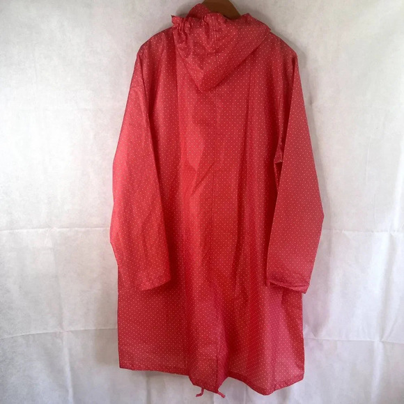 Oversized Long Rain Poncho Full Zip Polka Dot One Size - Picture 2 of 14